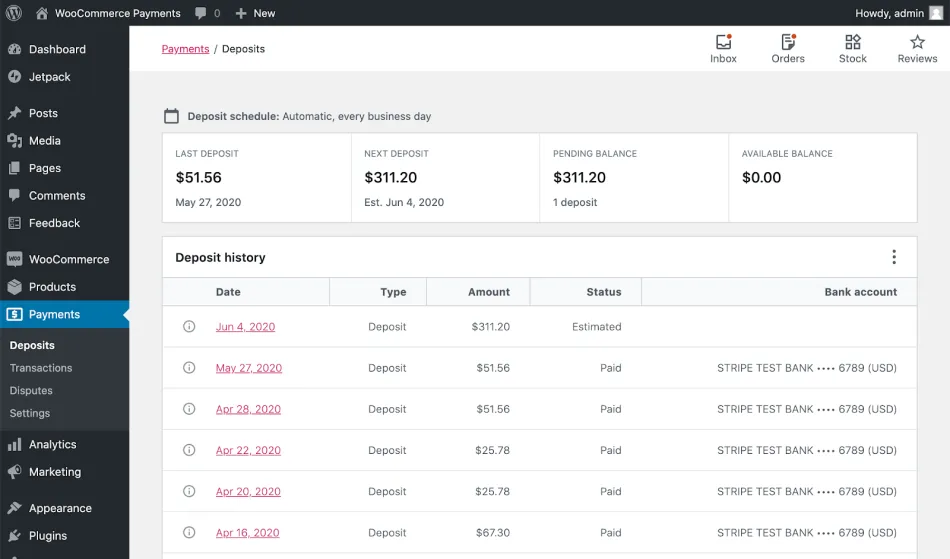 WooCommerce Payments (Original solution)